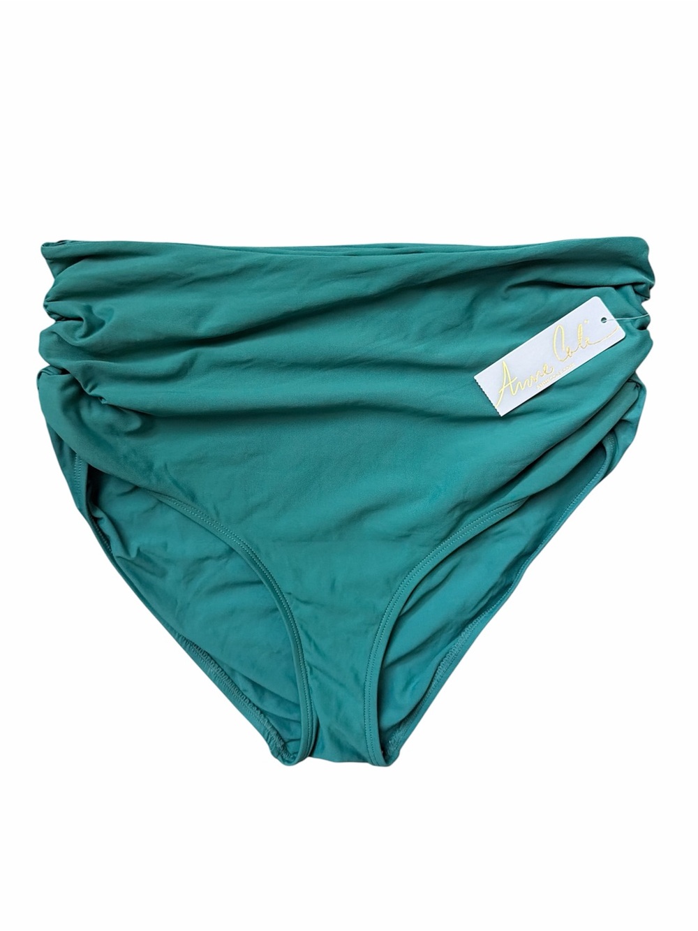 Anne Cole Teal High Waist Ruched Bikini Bottoms Medium NWT